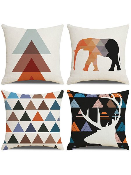 

18x18 Set of 4 Cushion Pillow Covers, Geometric Gift Backrest Decorations For Home, As picture, Pillow Covers