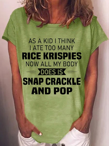 

Women's Funny As A Kid Casual Text Letters T-Shirt, Green, T-shirts