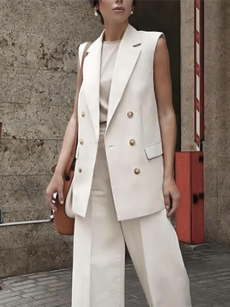 

Regular Fit Shawl Collar Plain Elegant Blazer, White, Blazers