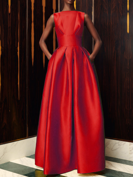 

Elegant Regular Fit Strapless Dress & Party Dress, Red, Maxi Dresses