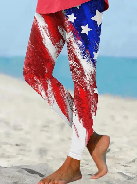 

Women's American Flag Patriotic Print Casual Abstract Leggings, As picture, Leggings