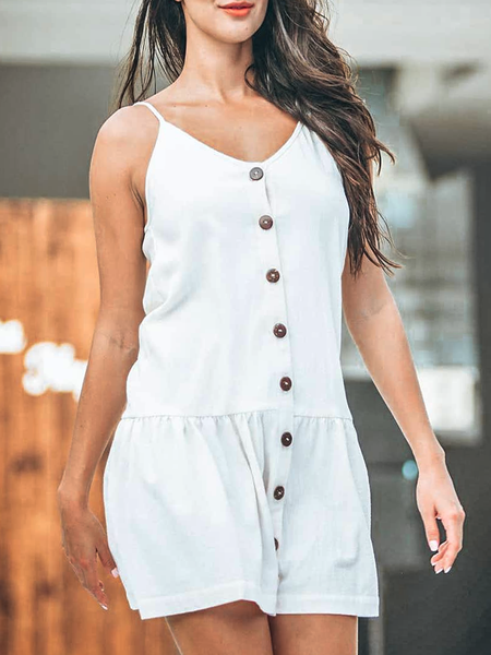 

Linen Loose Cotton And Linen Dress, White, Mini Dresses