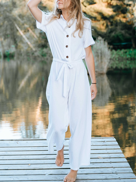 

Loose Linen Cotton And Linen Jumpsuit, White, Jumpsuits & Rompers
