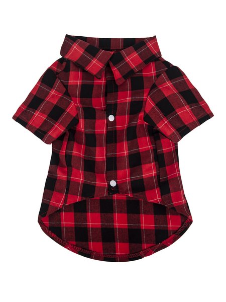 

Lilicloth X Funnpaw Dog Plaid Print Outfit, Red, Pet Clothes