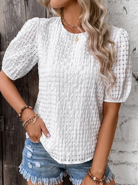 

Loose Casual Crew Neck Shirt, White, Shirts & Blouses