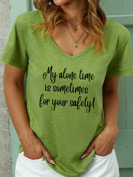 

Lilicloth X Kat8lyst My Alone Time Is Sometimes For Your Safety Women's Casual Cotton T-Shirt, Green, T-shirts