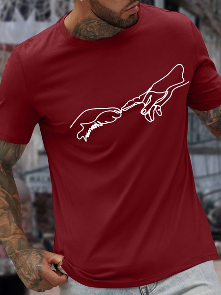 

Men’s Dog Fist Bump Crew Neck Text Letters Casual Regular Fit T-Shirt, Red, T-shirts
