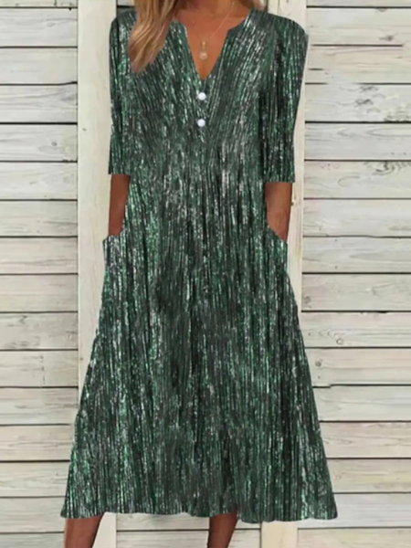 

Casual Half Open Collar Knitted Dress, Green, Dresses