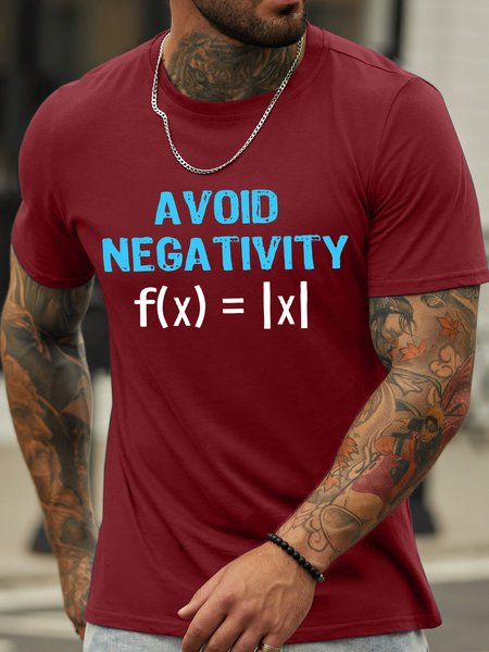 

Men’s Avoid Negativity f(x)= Casual Text Letters T-Shirt, Red, T-shirts