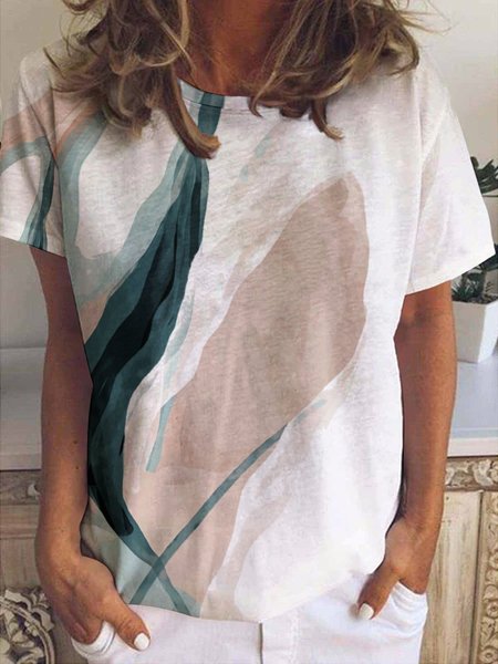 

Women's Abstract Ombre Casual Cotton T-Shirt, As picture, T-shirts
