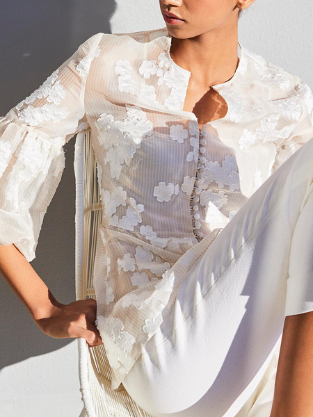 

Lightweight Crew Neck Short sleeve Urban Loose Blouse, White, Blouses and Shirts