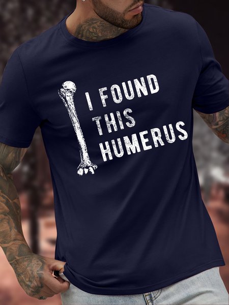 

Men's I Found This Humerus Funny Graphic Printing Loose Casual Cotton Text Letters T-Shirt, Purplish blue, T-shirts