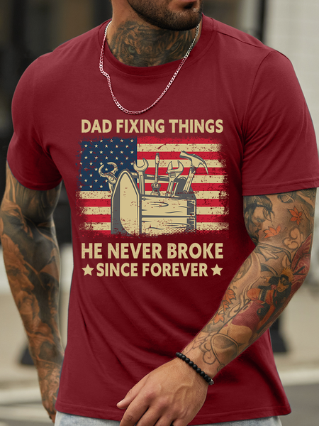 

Lilicloth X Jessanjony Dad Fixing Things He Never Broke Since Forever Men's Casual Crew Neck T-Shirt, Red, T-shirts