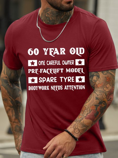 

Lilicloth X Rajib Sheikh 60 Year Old One Careful Owner Pre-facelift Model Spare Tyre Bodywork Beeds Attention Men's T-Shirt, Red, T-shirts
