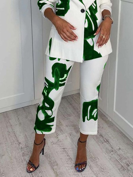 

Daily Elegant Regular Fit Abstract Pants, Green, Pants