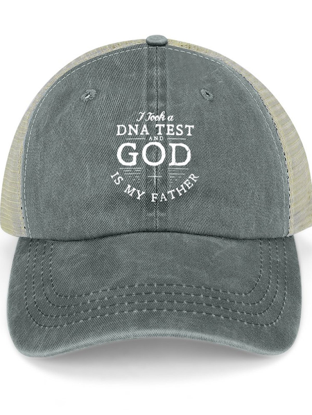 

Men's God Father Letters Washed Mesh Back Baseball Cap, Gray, Women's Hats