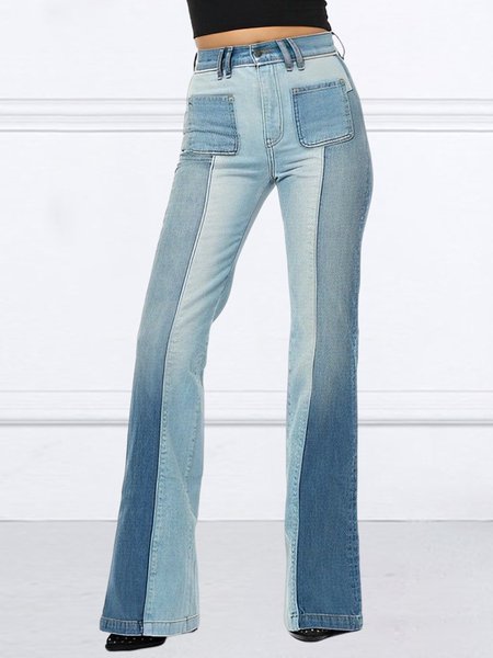 

Denim Color Block Urban Straight Jeans, Blue, Jeans