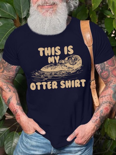 

Men's This Is My Otter Shirt Funny Graphic Printing Crew Neck Text Letters Casual Cotton T-Shirt, Purplish blue, T-shirts