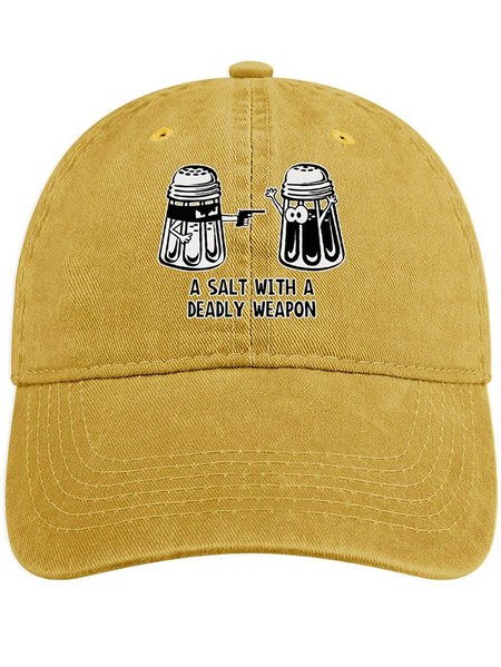 

Men's /Women's A Salt With A Deadly Weapon Graphic Printing Regular Fit Adjustable Denim Hat, Yellow, Men's Hats