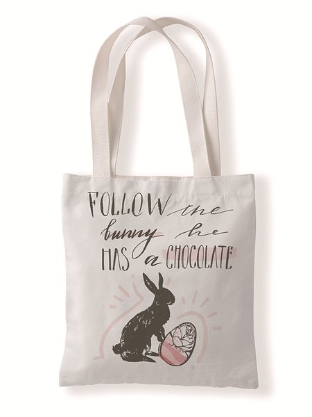 

Easter Bunny Egg Pattern Canvas Tote Bag Environmentally Friendly Reusable, Color5, Women's Bags