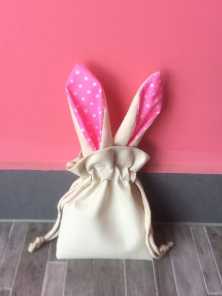 

Easter Bunny Ears Canvas Storage Drawstring Bag, Red, Women's Bags