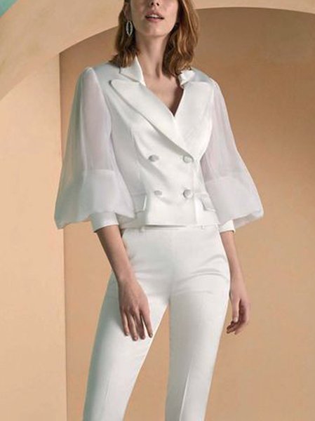 

Regular Fit No Elasticity Elegant Blazer, White, Blazers