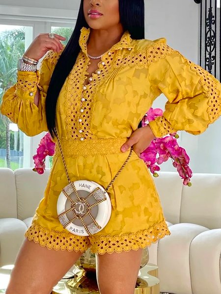 

Elegant Plain Regular Fit Blouse, Yellow, Blouses and Shirts