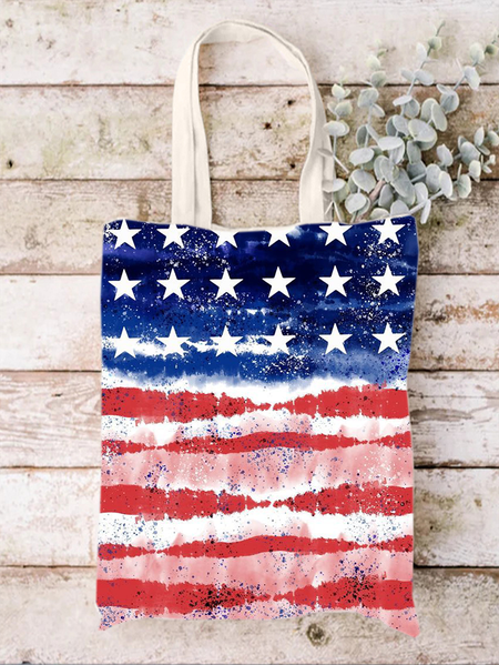 

Women's USA Flag Print Shopping Tote, As picture, Bags