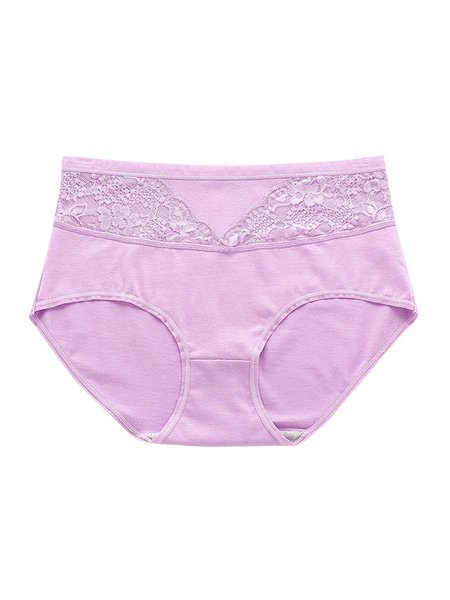 

Lace Antibacterial Cotton High Waist Briefs, Light purple, Briefs