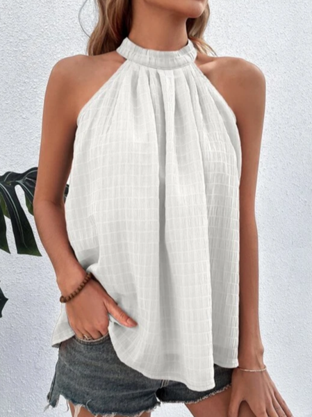 

Plain Casual Tank Top, White, Tanks & Camis