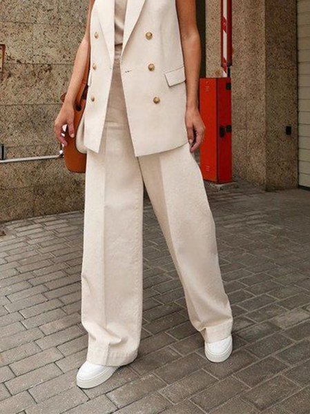 

Regular Fit Plain Elegant Fashion Pants, Apricot, Pants