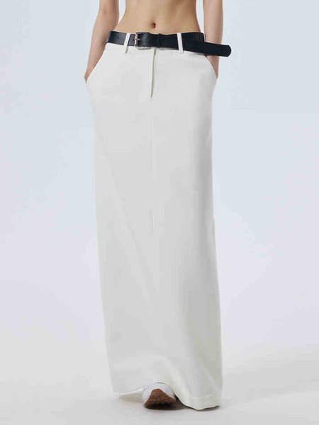 

Casual Plain Regular Fit Long Skirt, White, Skirts
