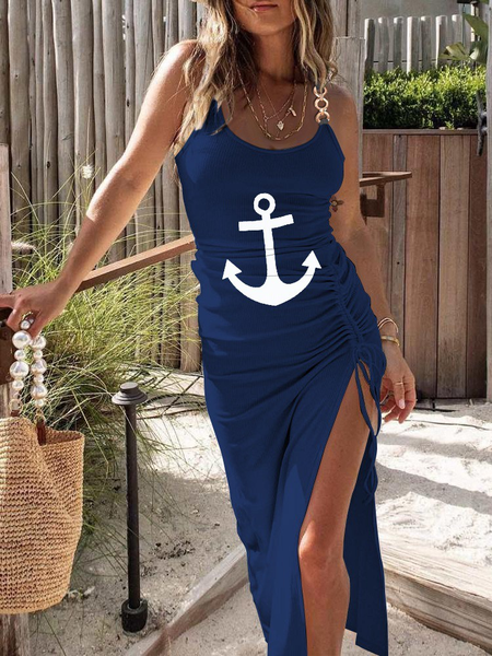 

Anchor Spaghetti Casual Loose Summer Dress, Dark blue, Dresses