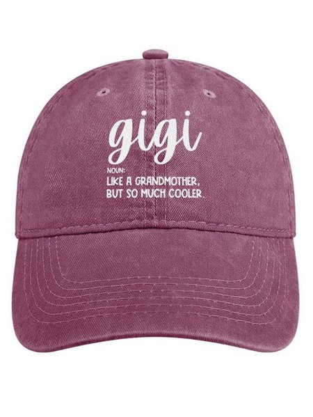 

Women's Gigi Like A Grandmather But So Much Cooler Funny Graphic Printing Casual Text Letters Adjustable Denim Hat, Red, Women's Hats