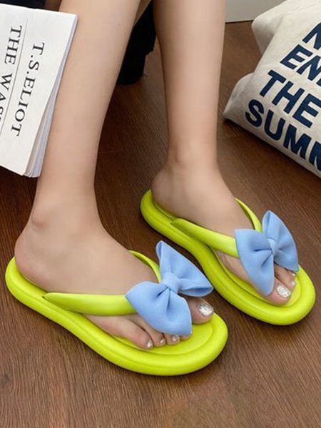 

Seaside Beach Vacation Home Bowknot Waterproof Flip-flops, Yellow, Slippers