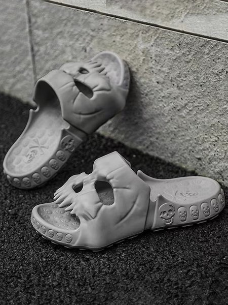 

Cartoon Fun Skeleton Beach Waterproof Slippers, Gray, Slippers