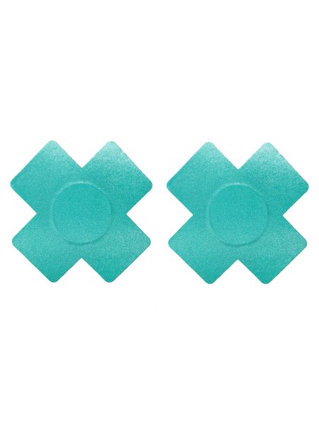 Multicolor Satin Disposable Cross Nipples, Cyan, Trendy Bras