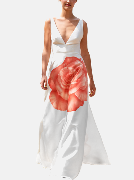 

Elegant Regular Fit Party Dress, White, Maxi Dresses