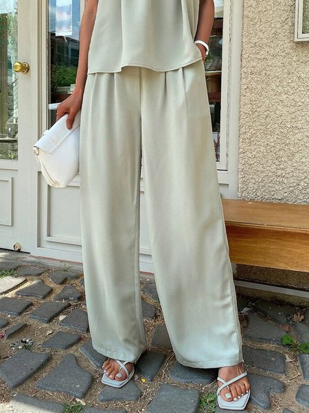

Plain Loose Casual Straight Long Pants, As picture, Pants