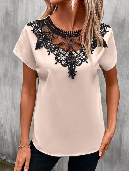 

Urban Floral Loose Guipure Lace Panel Batwing Sleeve Blouse, Apricot, Shirts & Blouses