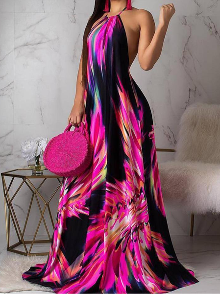 

Regular Fit Halter Elegant Party Dress, Black, Maxi Dresses