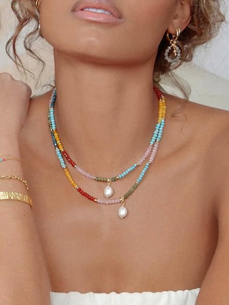 

Light Luxury Fashion Female Freshwater Pearl Pendant Necklace, Multicolor, Necklaces