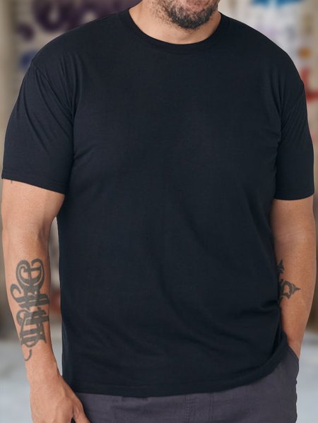

Men's Casual Plain Cotton T-Shirt, Black, T-shirts