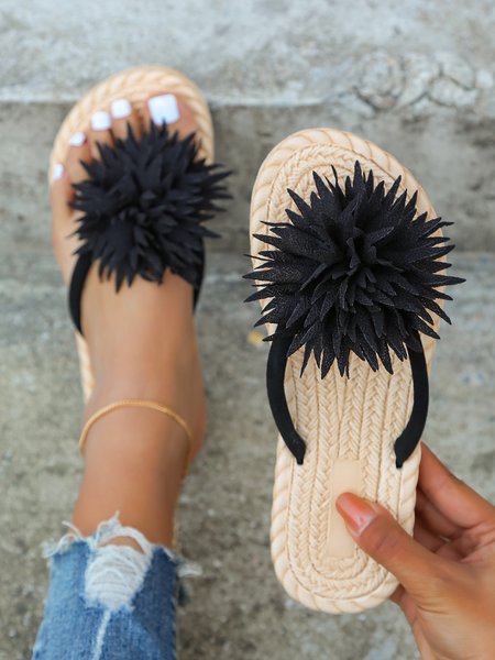 

Vacation Appliques Decor Beach Flip-Flops, Black, Sandals & Slippers
