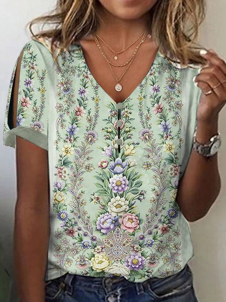 Summer Floral Casual Loose T Shirt