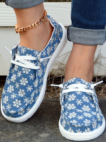 

Women's Embroidery Flowers Loafers Comfortable & Lightweight Ladies Shoes, Blue, Sneakers