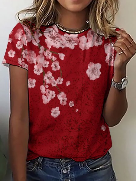 

Lilicloth x Iqs Floral Women's Casual T-Shirt, As picture, T-shirts