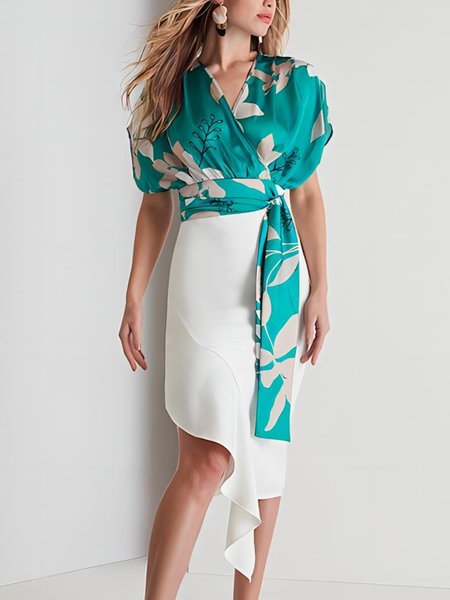 Loose Vacation V Neck Floral Blouse, As picture, Blouses and Shirts