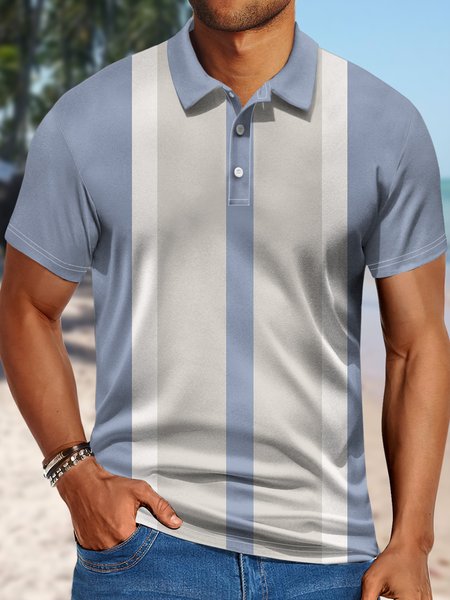 

Men's Urban Geometric Polo Collar Polo Shirt, Blue, T-shirts