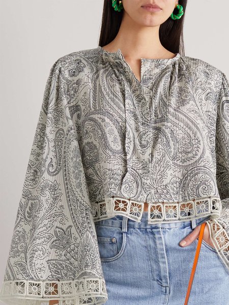 

V Neck Ethnic Regular Fit Blouse, As picture, Blouses and Shirts